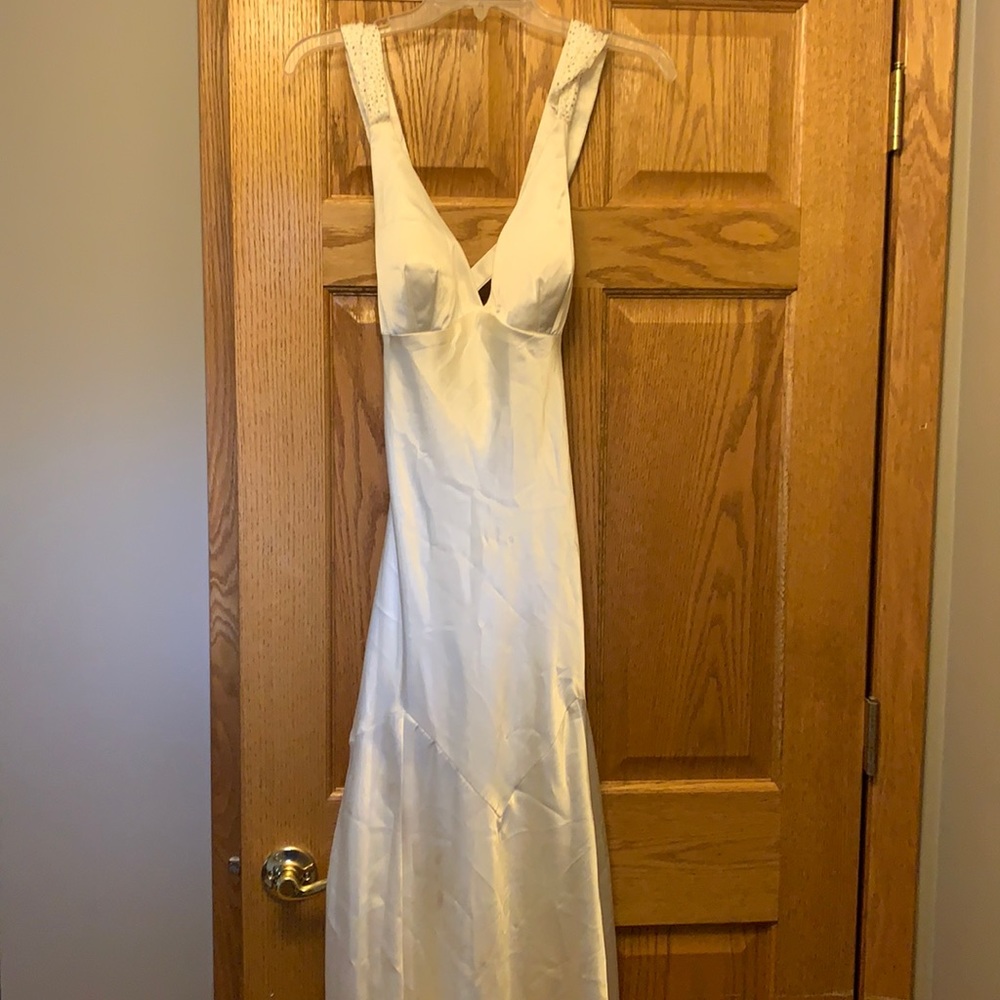 Cream dress silk dress